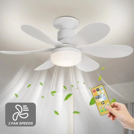 Ventilador De Teto Wind Light Silent Controle Remoto Lâmpada Led 60W Silenciosa 6 Pás