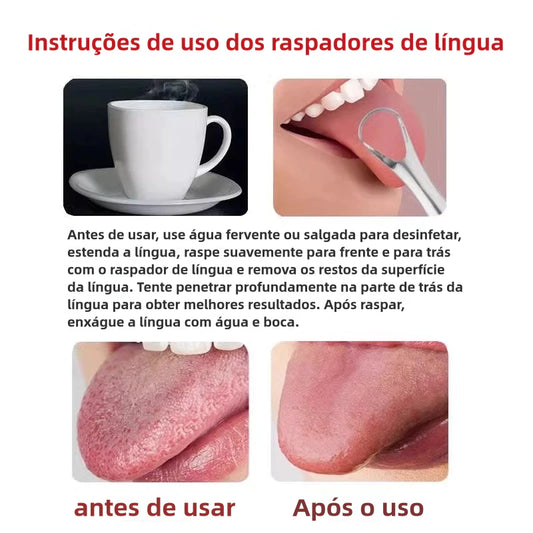 Raspador de Língua de Aço Inoxidável, 2 Peças.