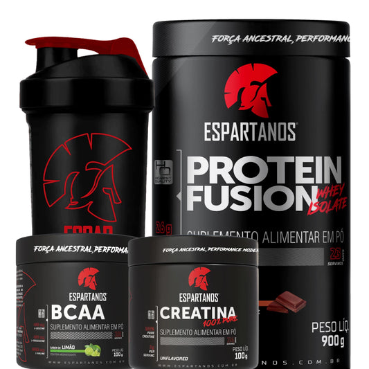 Kit Whey Protein Fusion + BCAA + Creatina + Coqueteleira