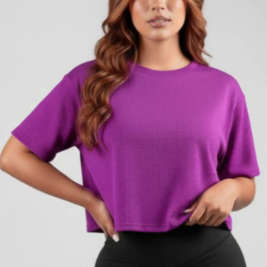 Cropped Feminino Dry Fit Furadinho Antissuor e Antiodor Liso Academia Corrida