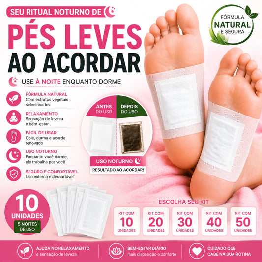 Kit de 10 a 40 Adesivos Detox para Pés – Eliminador de Impurezas e Toxinas com Patches Desintoxicantes
